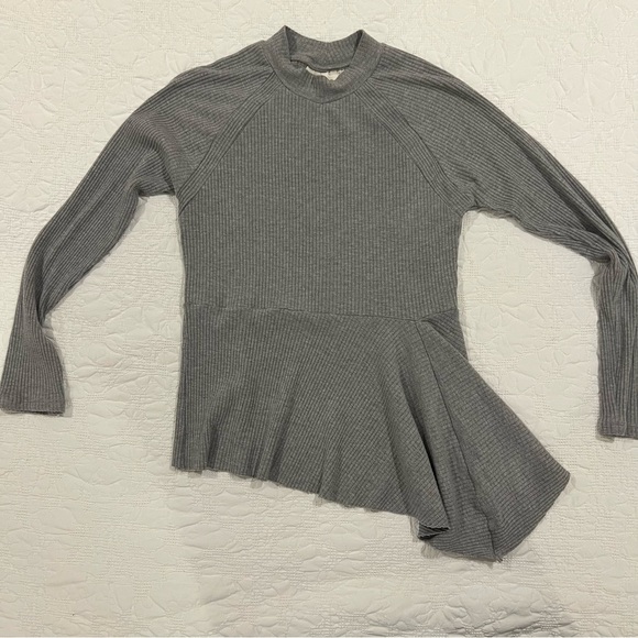 Anthropologie Maeve Corinne Gray Asymmetrical Long Sleeve Small Petite - Picture 3 of 10